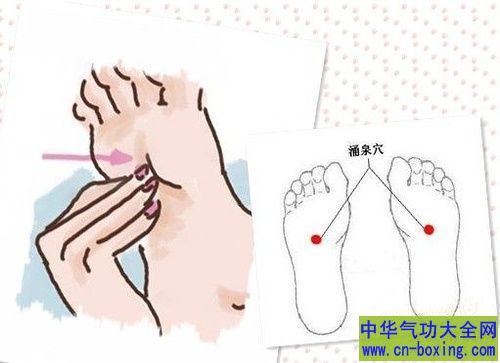 按摩涌泉穴排毒