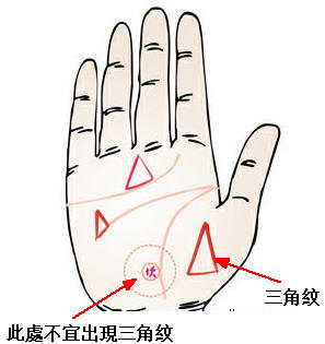 手掌杂纹看命运之三角纹